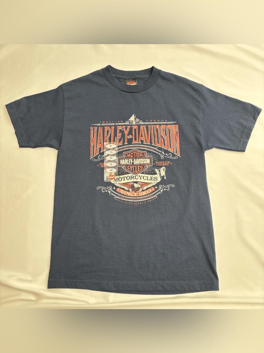 Harley Davidson Glendale Cali T-Shirt Navy Blue Mens Sz. Med NWT Deadstock 2014